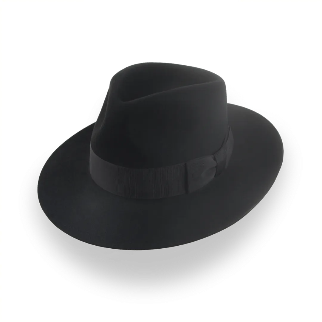 Custom Crafted Black Beaver Felt Fedora | The Regent