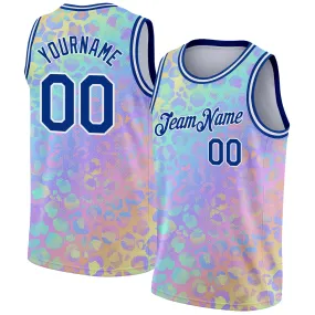 Custom Pink Royal-White 3D Pattern Design Leopard Print Authentic Basketball Jersey