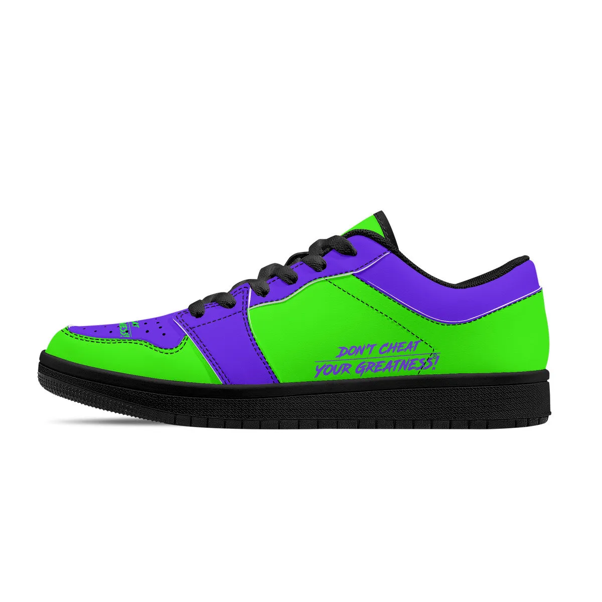 DCYG G4's Purple & Green  Black Sole Low-Top Leather Sneakers