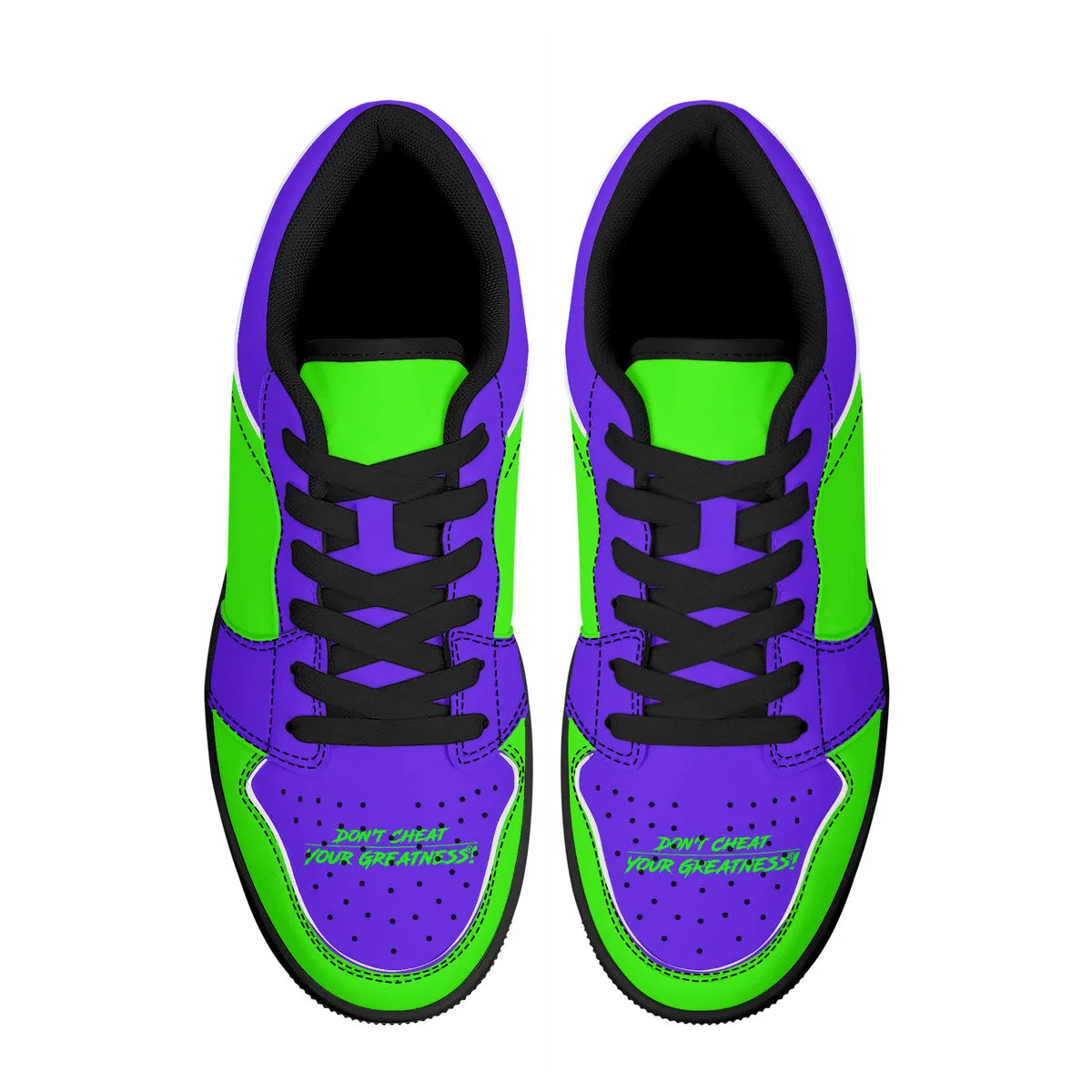 DCYG G4's Purple & Green  Black Sole Low-Top Leather Sneakers