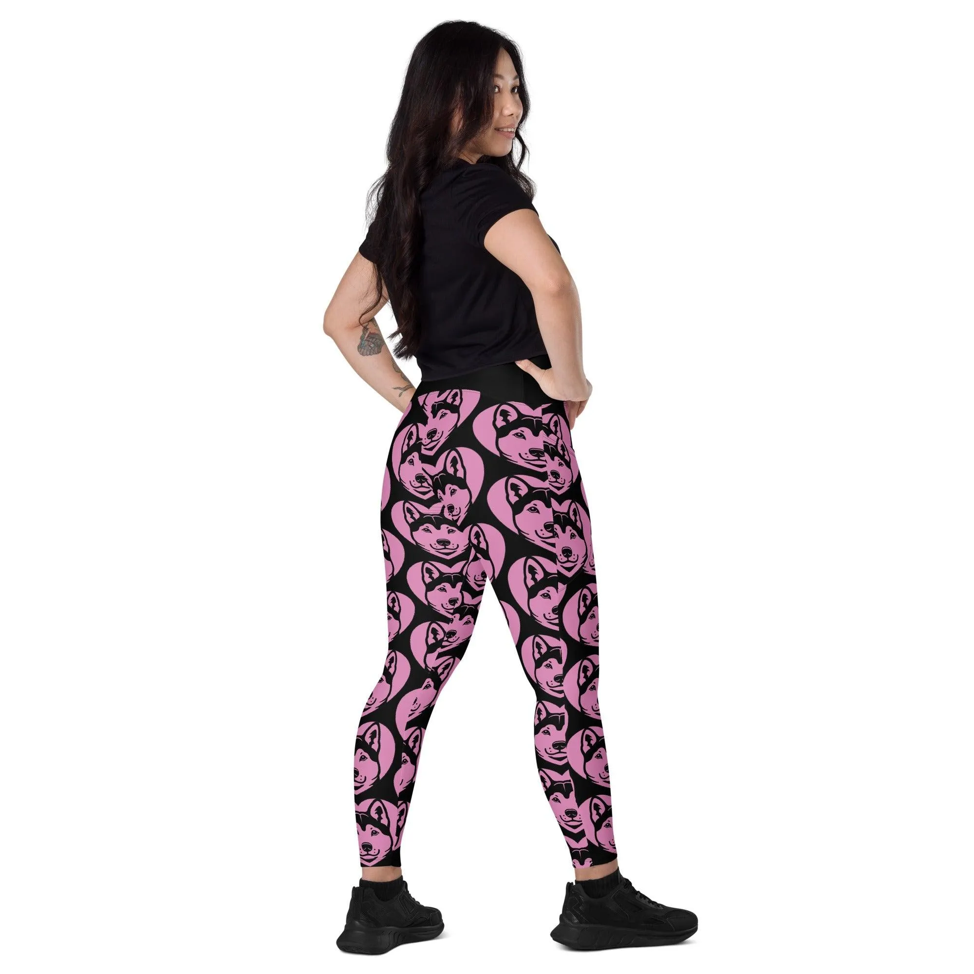 DOG BREED LEGGINGS with pockets - KISHU - HERTTAHOUND - pink