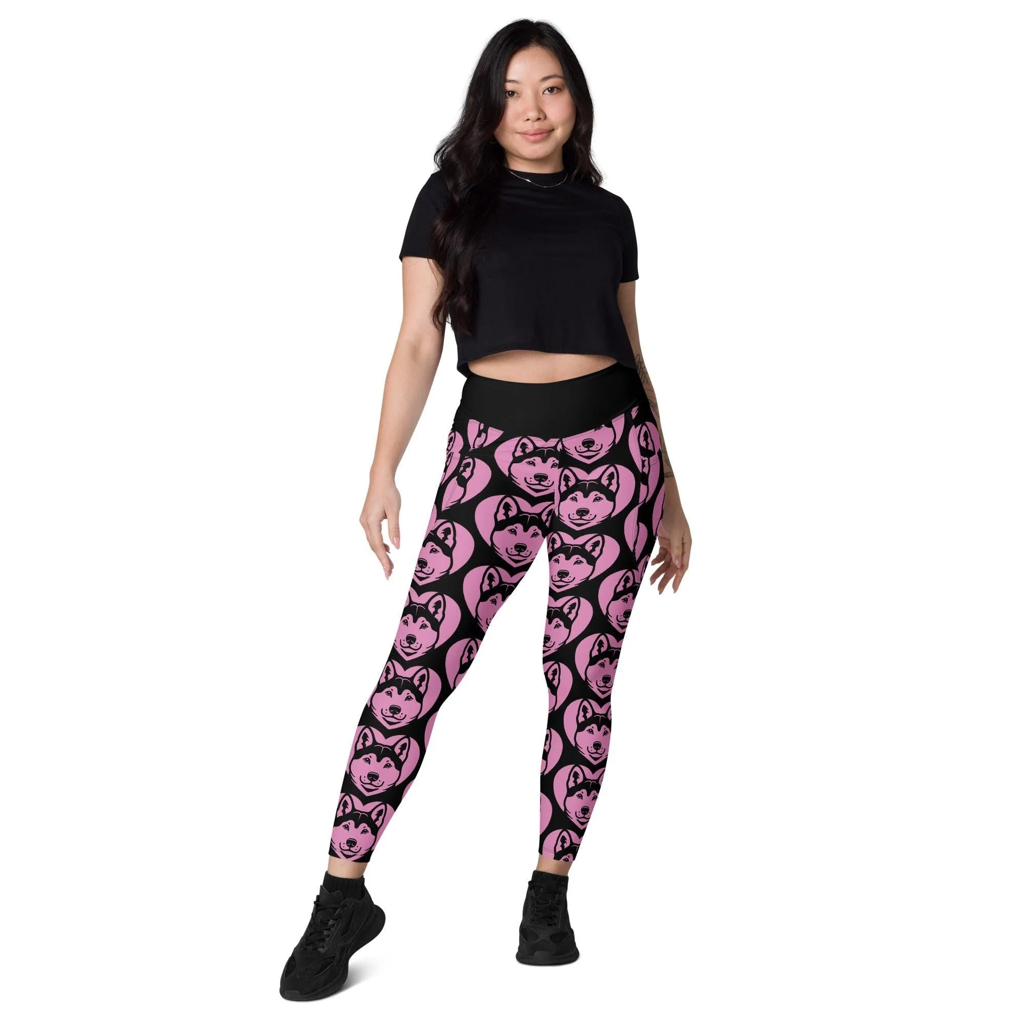 DOG BREED LEGGINGS with pockets - KISHU - HERTTAHOUND - pink