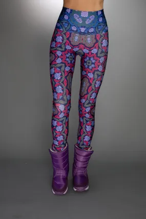 ED-002WJ- LEGGINGS- ELECTRIC PURPLE/SCARLET RED