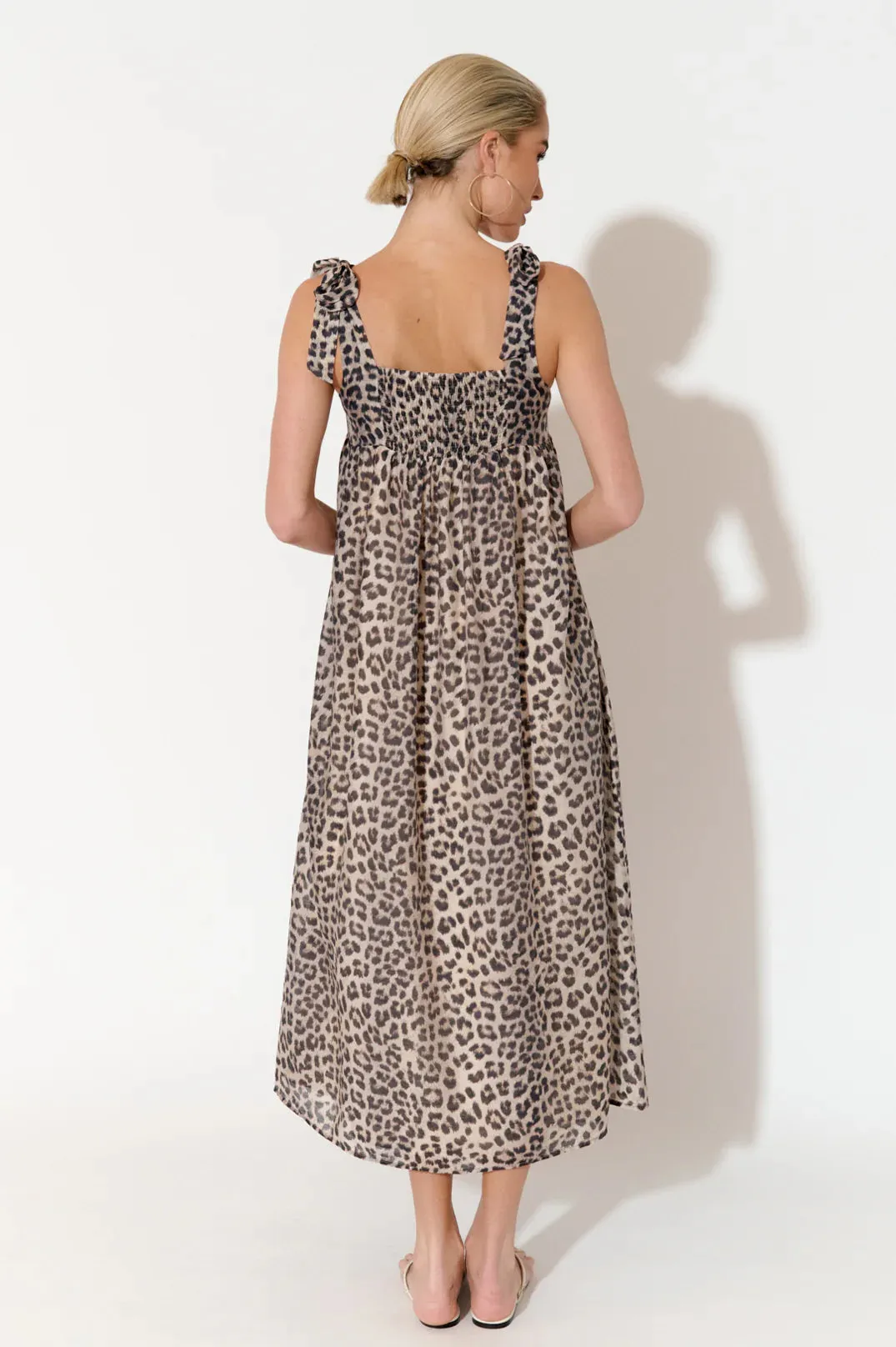 Ellen Leopard Print Tie Shoulder Dress Print