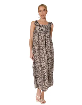 Ellen Leopard Print Tie Shoulder Dress Print