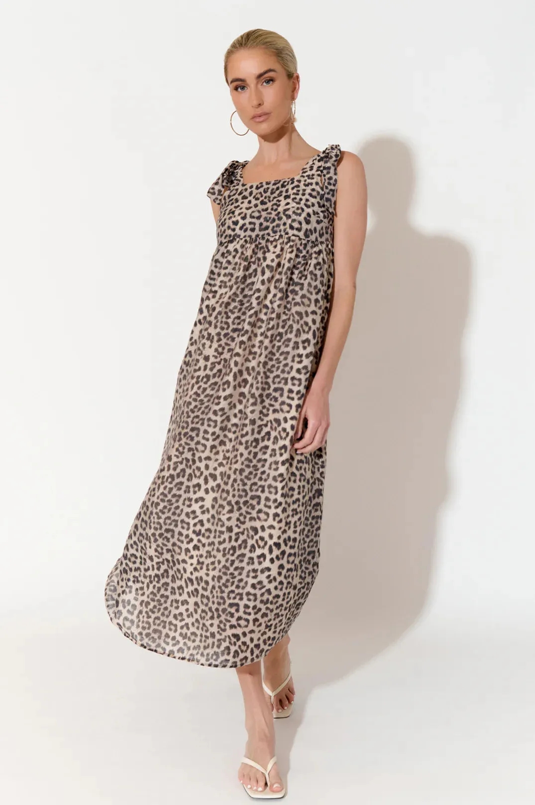 Ellen Leopard Print Tie Shoulder Dress Print