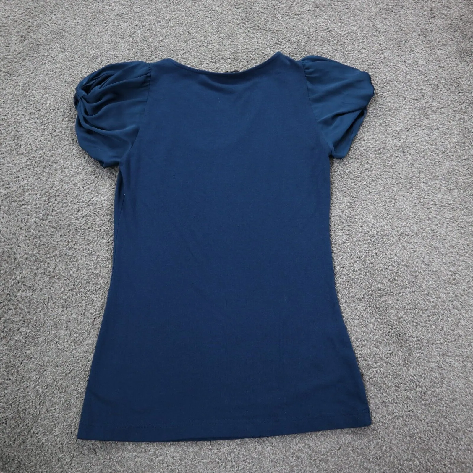 Express Womens V Neck T Shirt Top Balloon Sleeves Pullover Blue Size Small