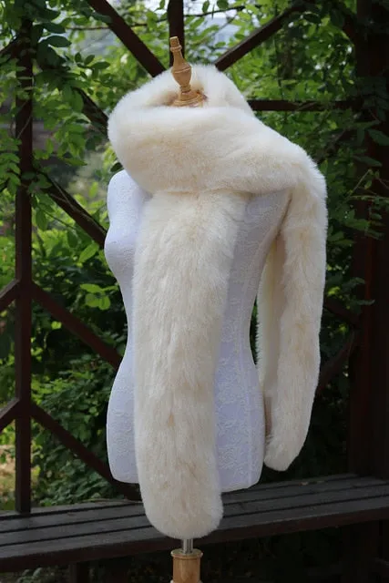 Faux Fox Fur Long  Formal Shoulder Wrap In Many Colors