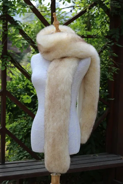 Faux Fox Fur Long  Formal Shoulder Wrap In Many Colors