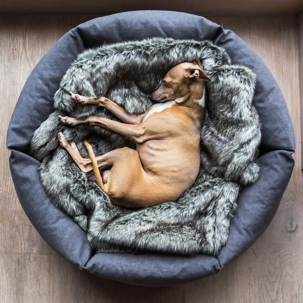 Faux-Fur Dog Blanket in Wolf Grey