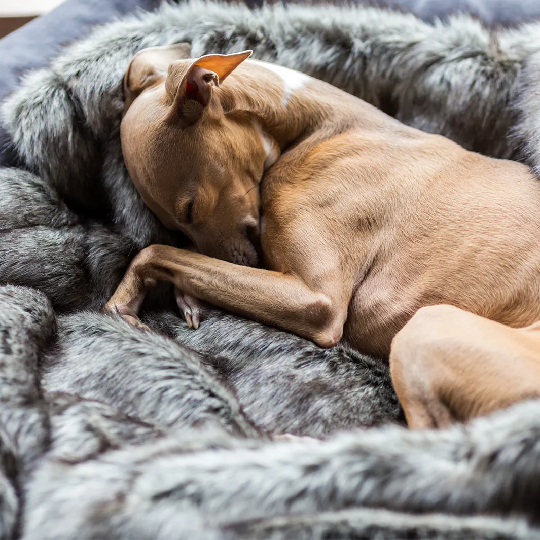 Faux-Fur Dog Blanket in Wolf Grey