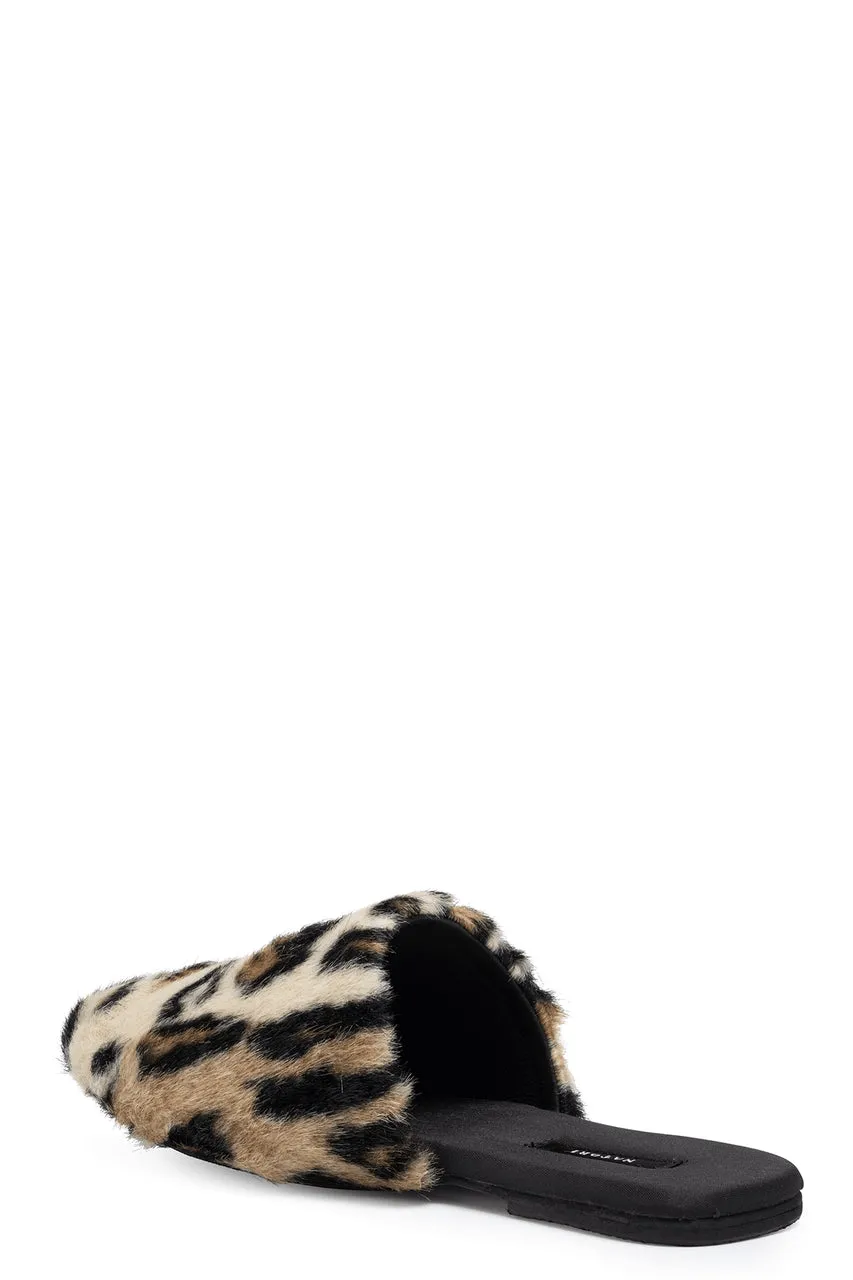 Faux Leopard Fur Slide