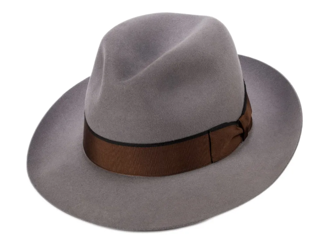 Fernandez & Roche fur felt Large brimmed Fedora hat in Light Grey