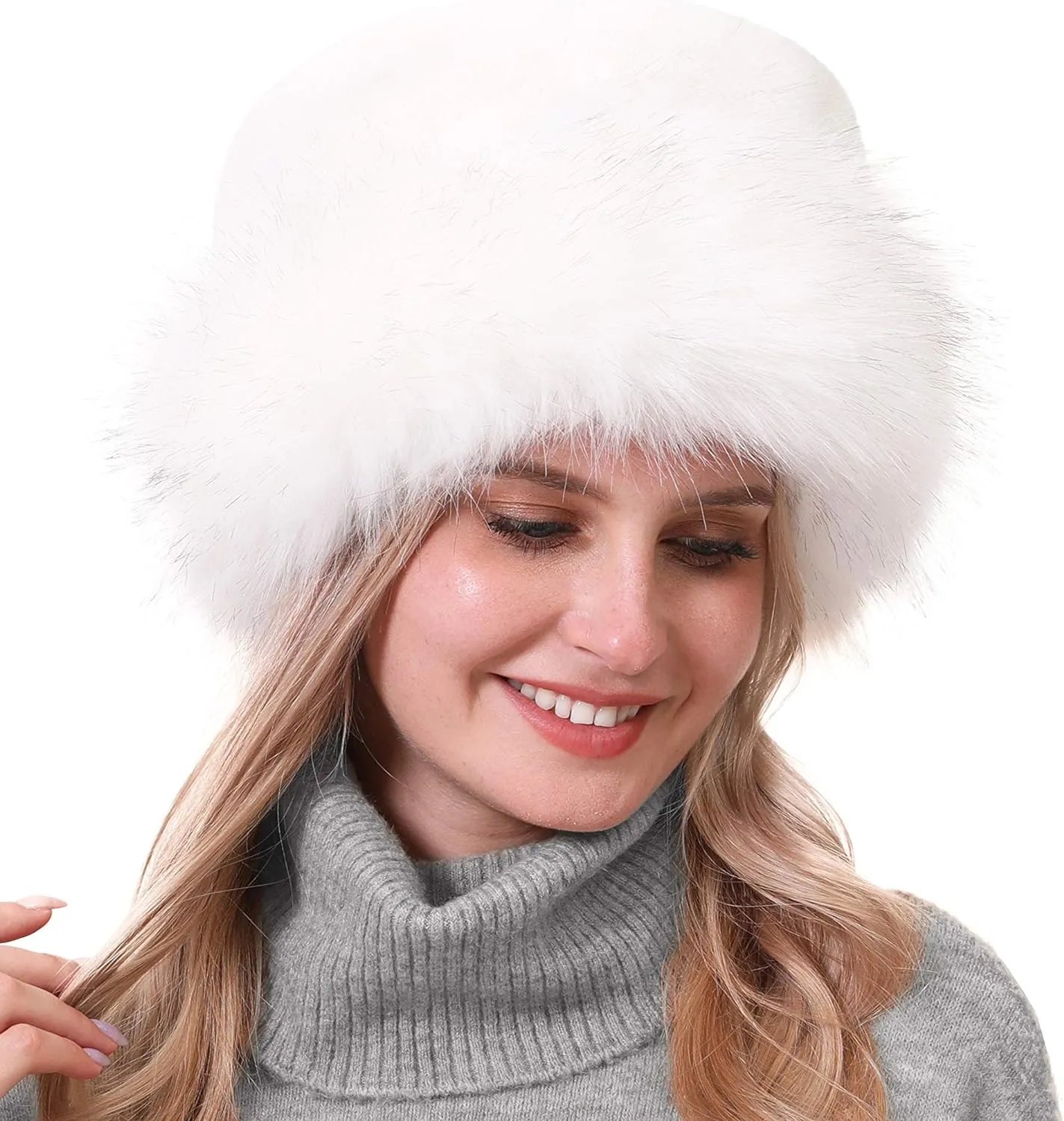 Fluffy Faux Fur Winter Style Black Bucket Hat