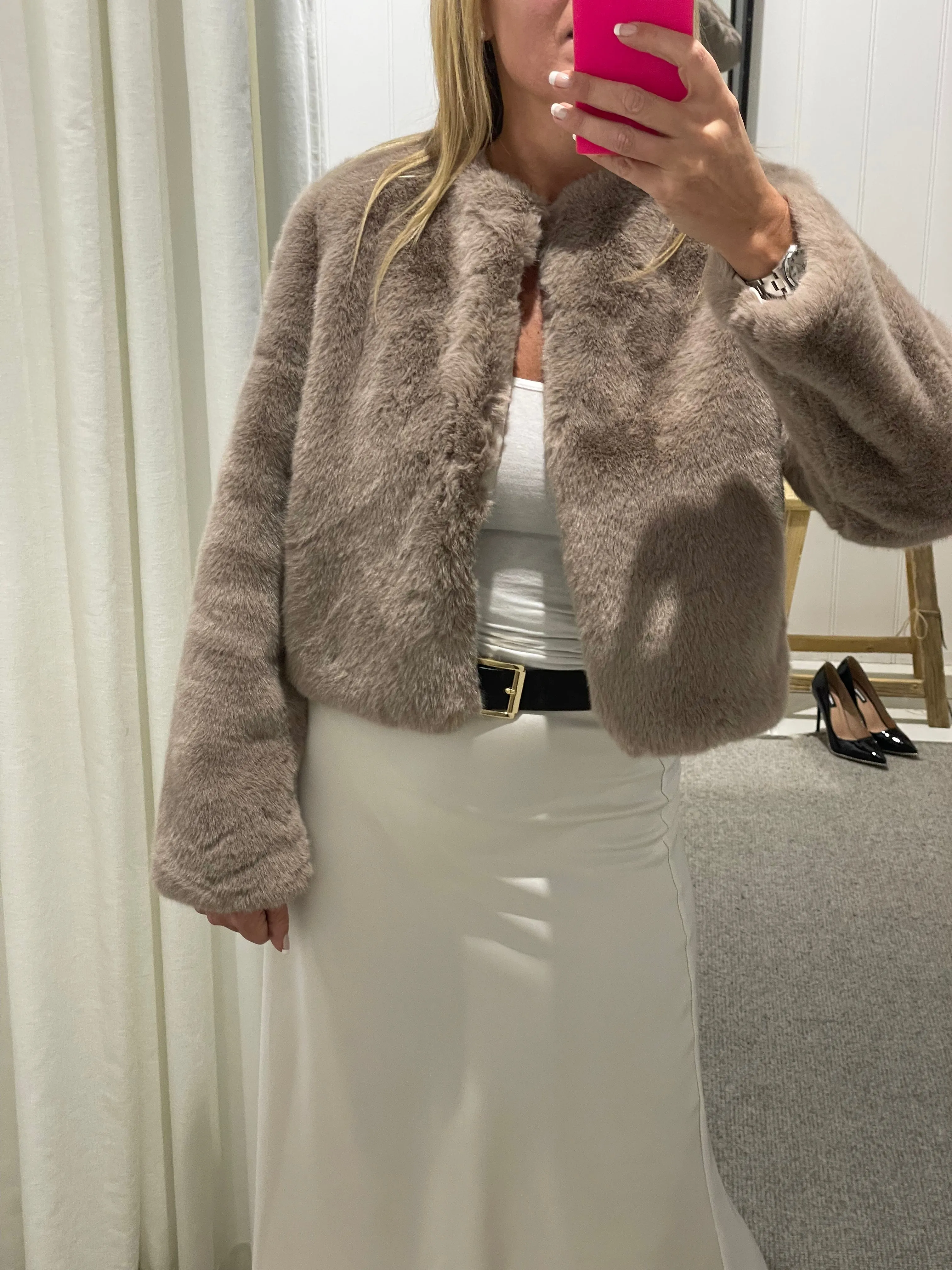 Fur Jacket - BEIGE