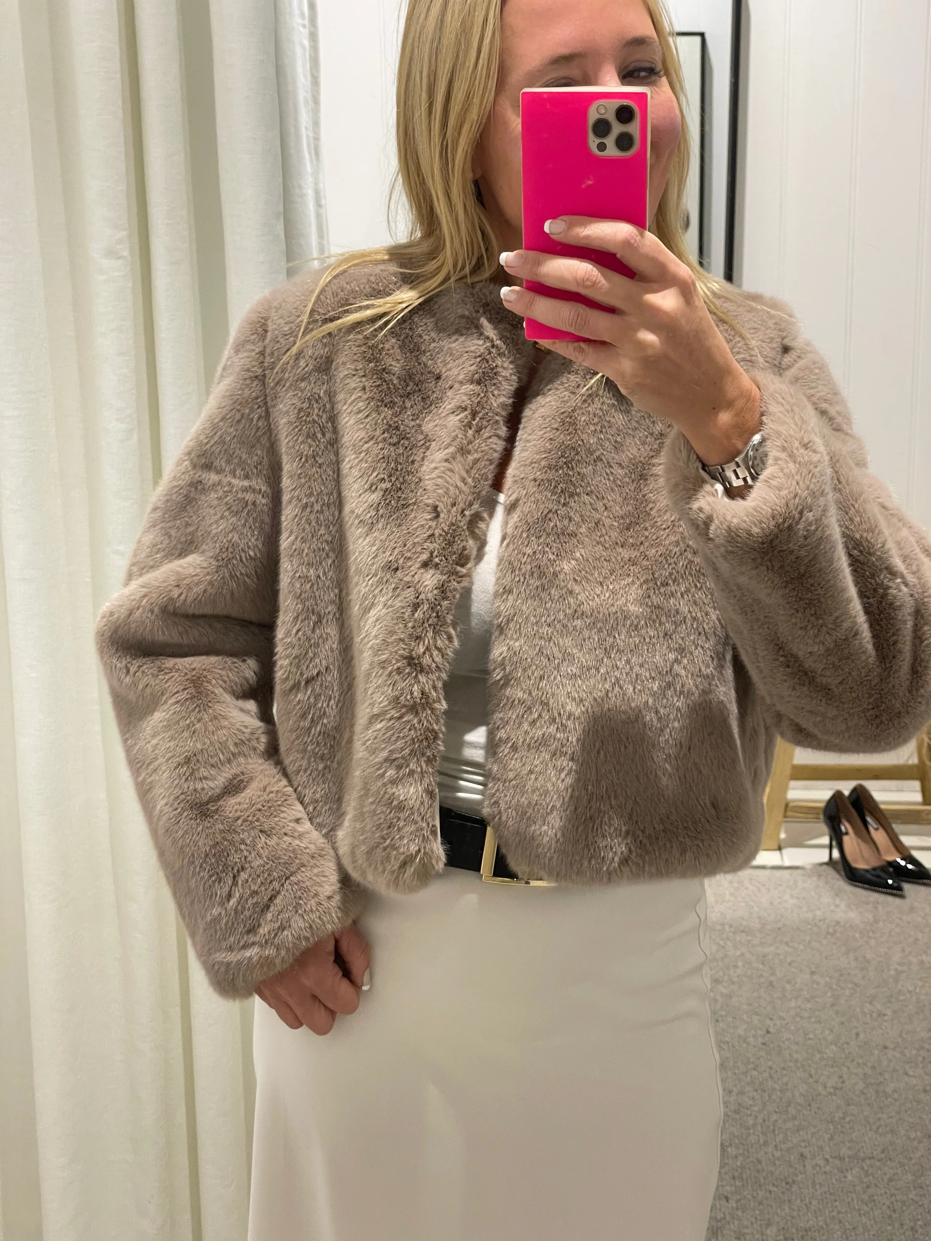 Fur Jacket - BEIGE