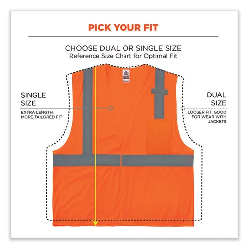 Glowear 8210hl-s Single Size Class 2 Economy Mesh Vest, Polyester, Large, Orange, Ships In 1-3 Business Days