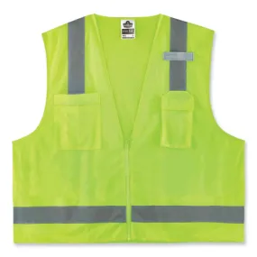 Glowear 8249z Class 2 Economy Surveyors Zipper Vest, Polyester, 4x-large/5x-large, Lime