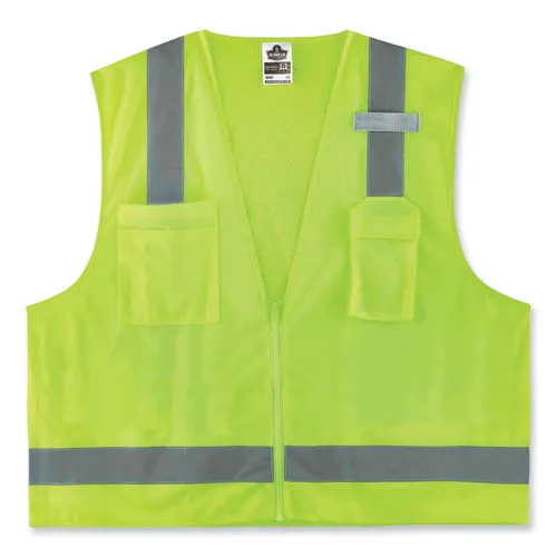 Glowear 8249z Class 2 Economy Surveyors Zipper Vest, Polyester, 4x-large/5x-large, Lime