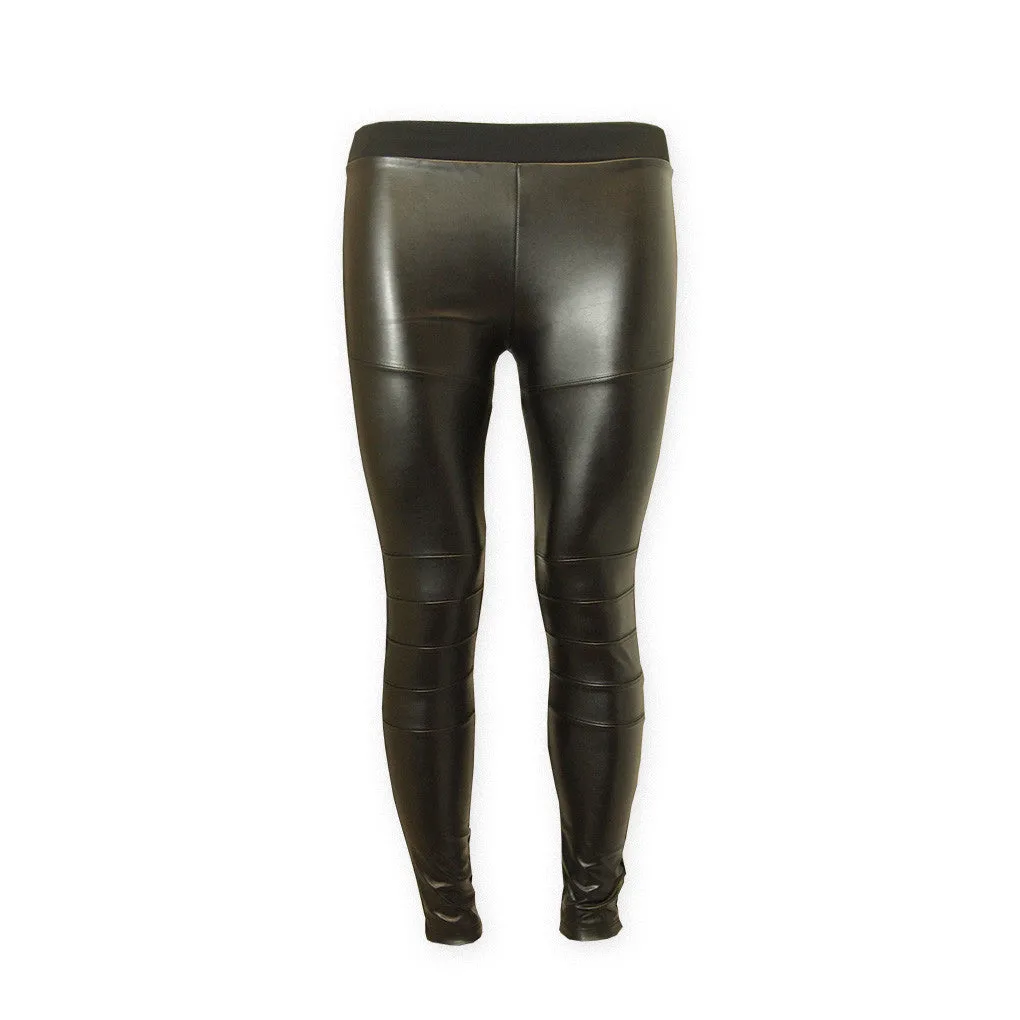 GNC Basic Ladies PU Faux Leather Panelled Front Legging