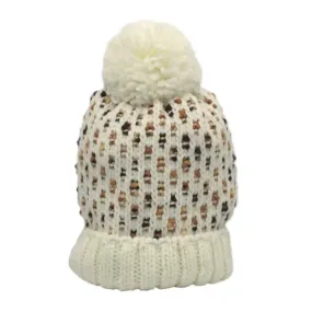 Heather Carrie Flecked Beanie Hat with Bobble