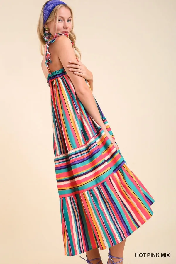 High Low Stripes Midi Dress