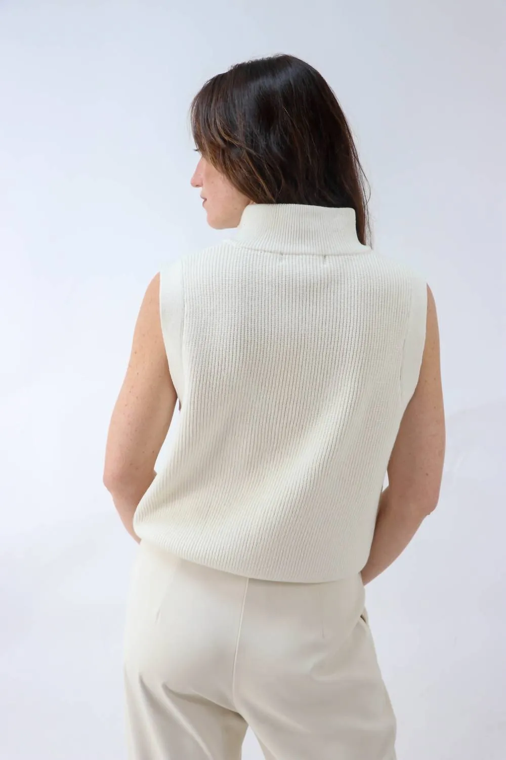 Hold On Cozy Mock Neck Pullover Sweater Vest in Ivory