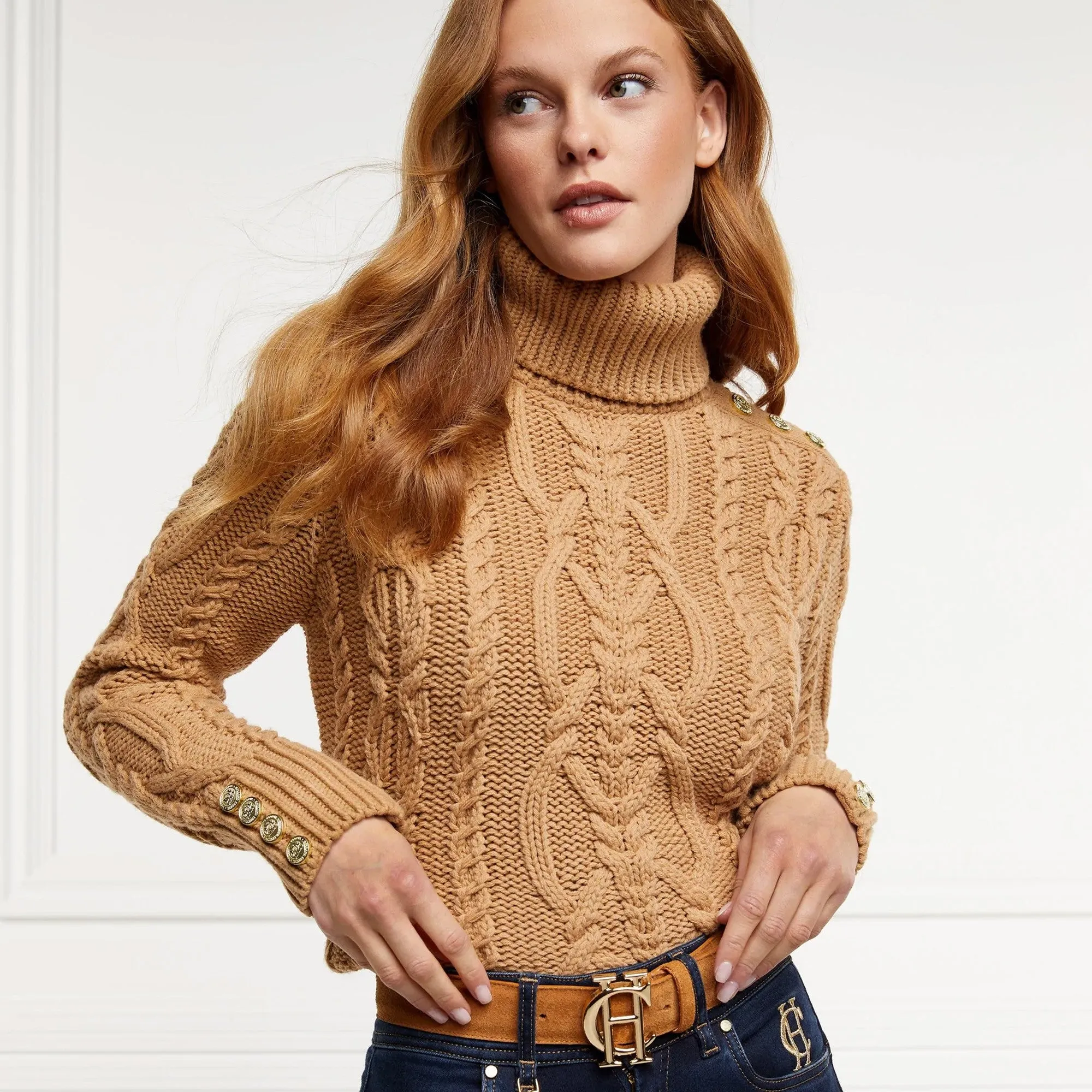 Holland Cooper Belgravia Cable Knit - Camel