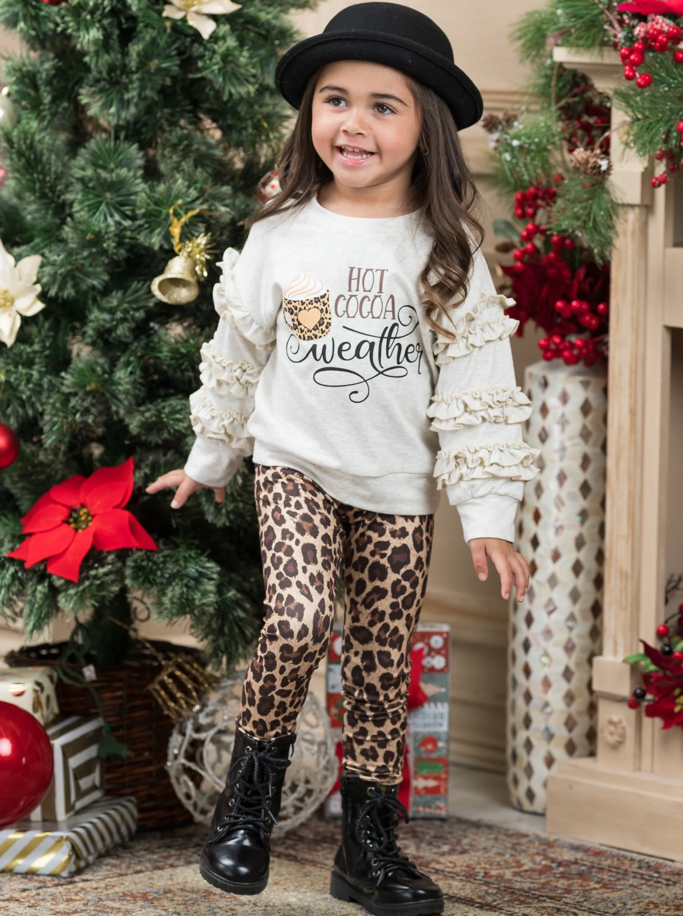 Hot Cocoa Weather Pullover And Leopard Legging Set