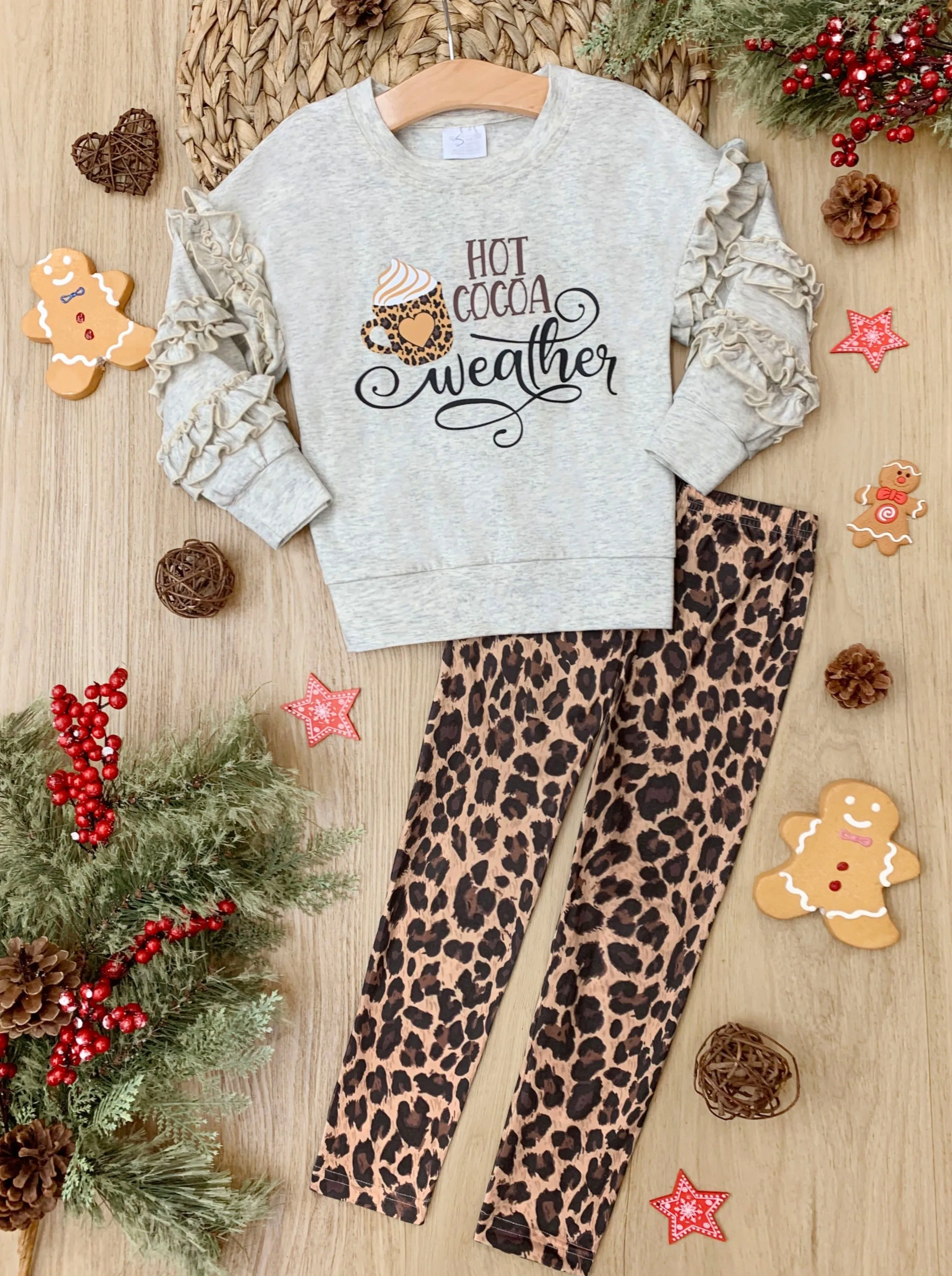 Hot Cocoa Weather Pullover And Leopard Legging Set