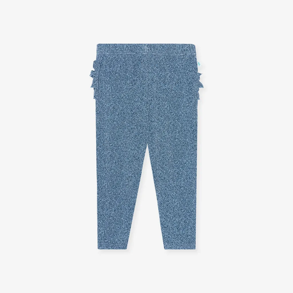 Indigo Denim Ruffled Bum Leggings