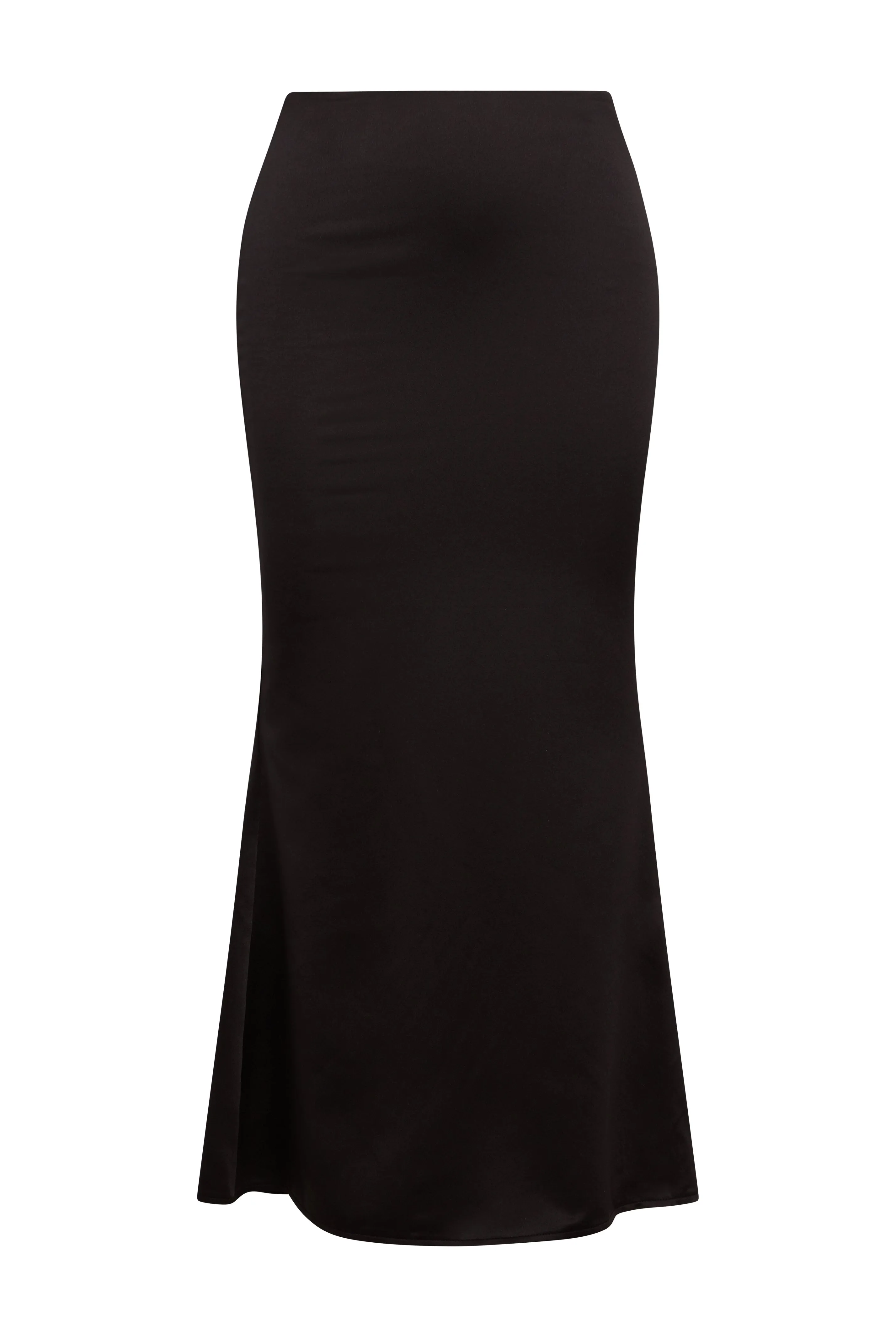 Iris Satin Midi Trendy Skirt - Black