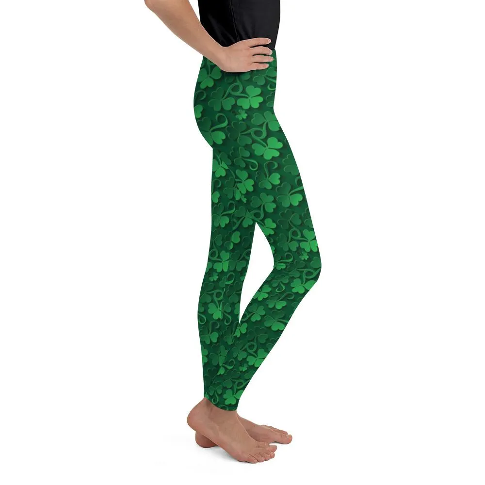 Irish 3D Shamrocks Youth Leggings