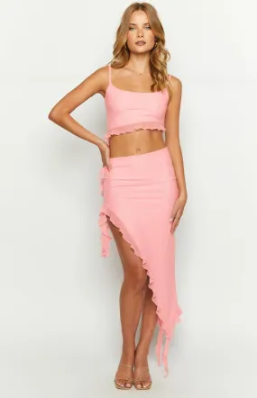 Jemerson Pink Ruffle Midi Skirt