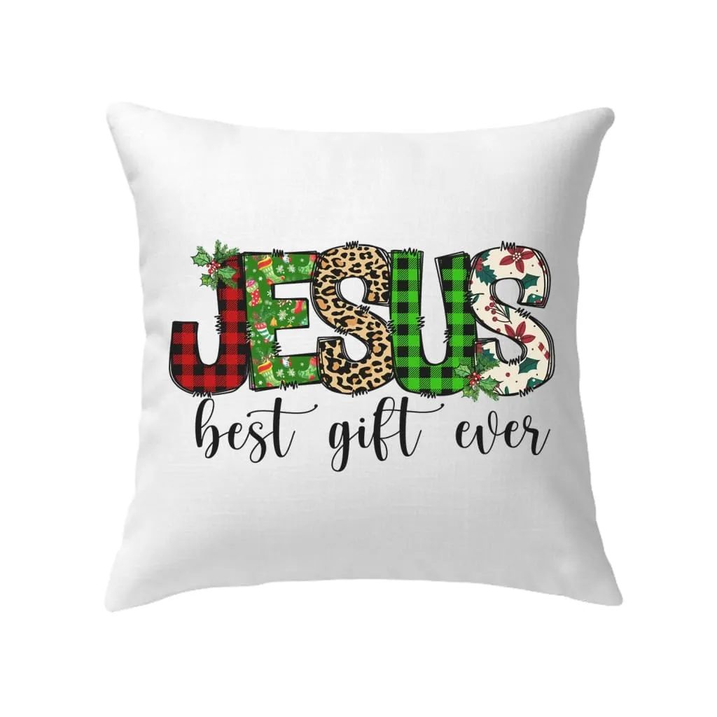 Jesus Best Gift Ever Buffalo Plaid Leopard Pillow