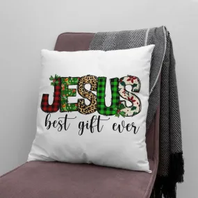 Jesus Best Gift Ever Buffalo Plaid Leopard Pillow