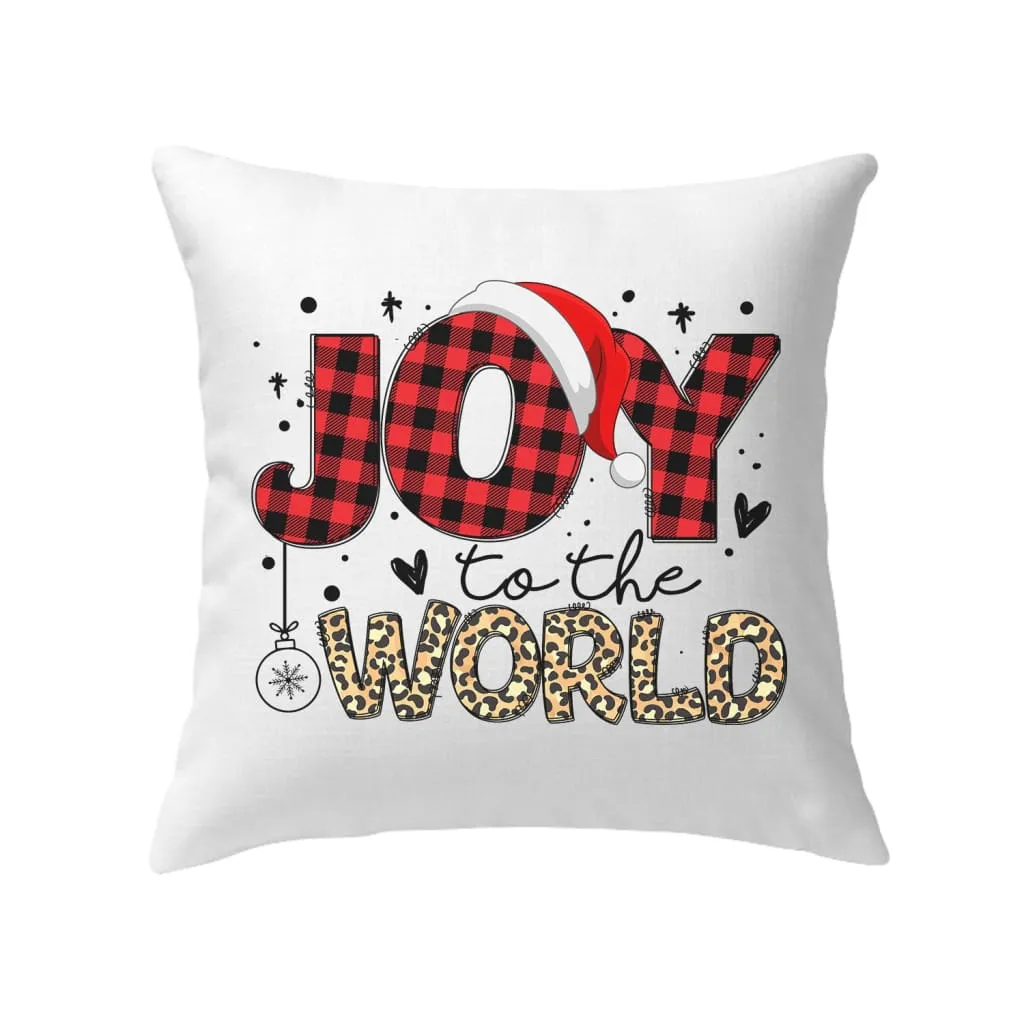 Joy To The World, Buffalo Plaid Leopard, Christmas Pillow