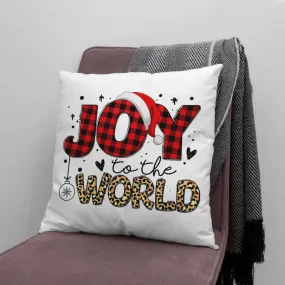 Joy To The World, Buffalo Plaid Leopard, Christmas Pillow