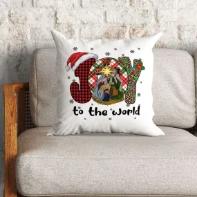 Joy To The World Buffalo Plaid Leopard Pillow