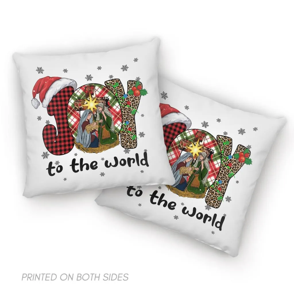 Joy To The World Buffalo Plaid Leopard Pillow