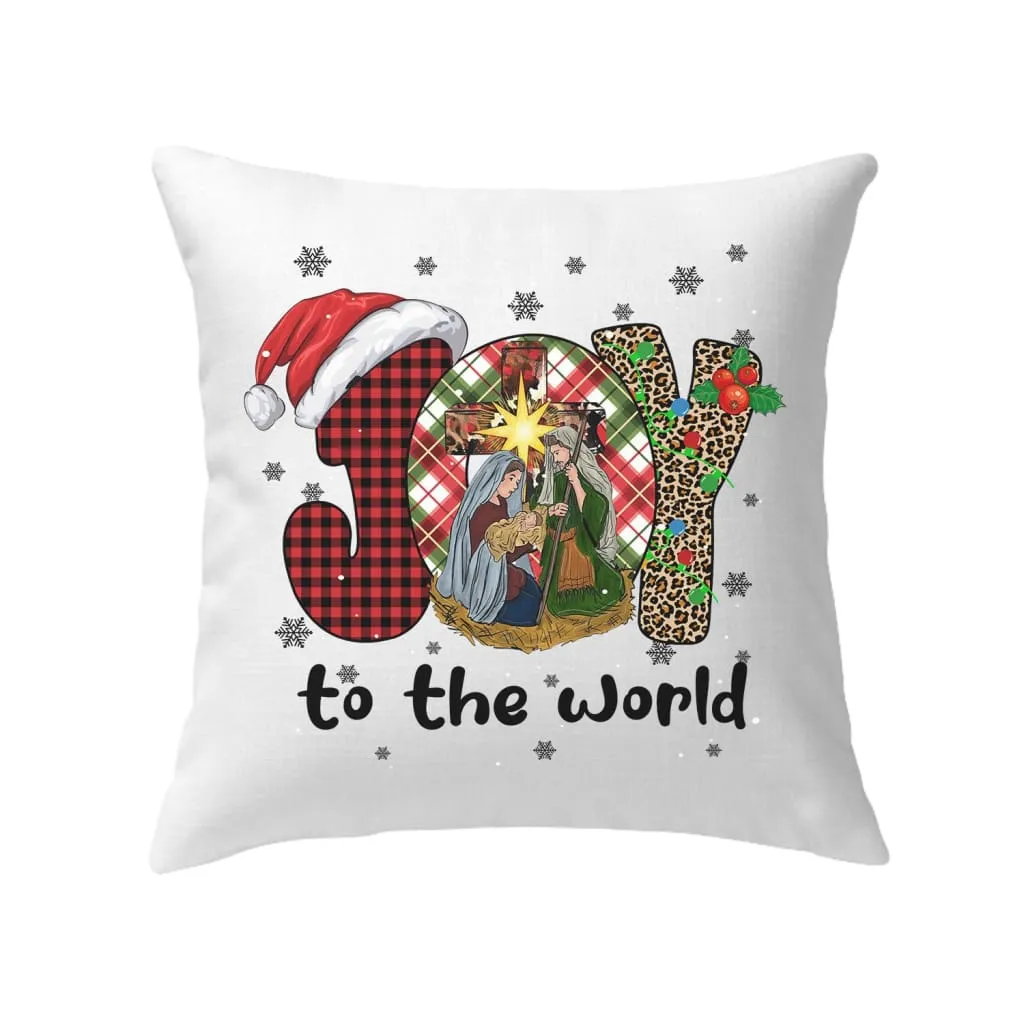 Joy To The World Buffalo Plaid Leopard Pillow