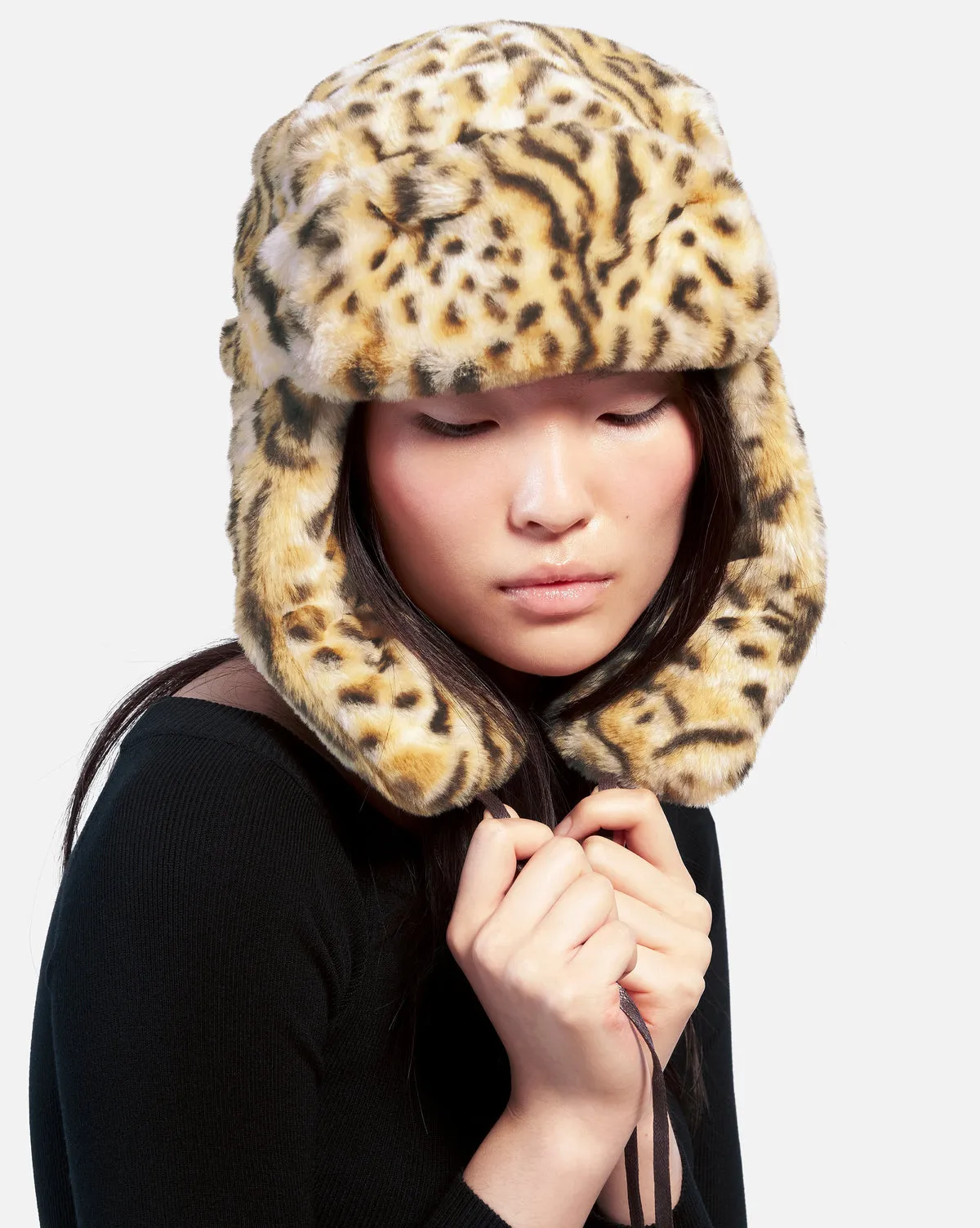 Kangol Faux Fur Trapper Hunter Hat - Leopard