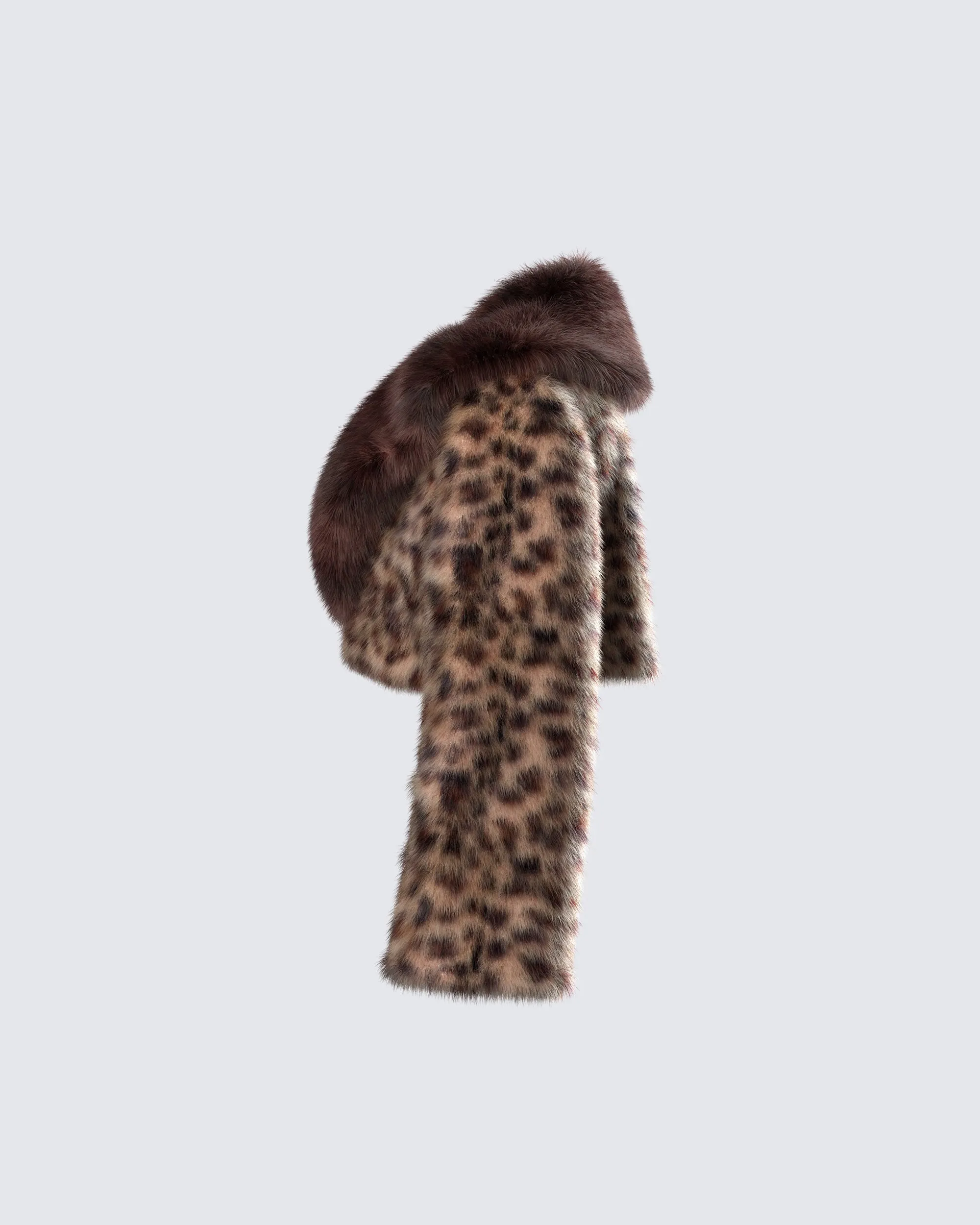 Kenza Brown Faux Leopard Fur Jacket