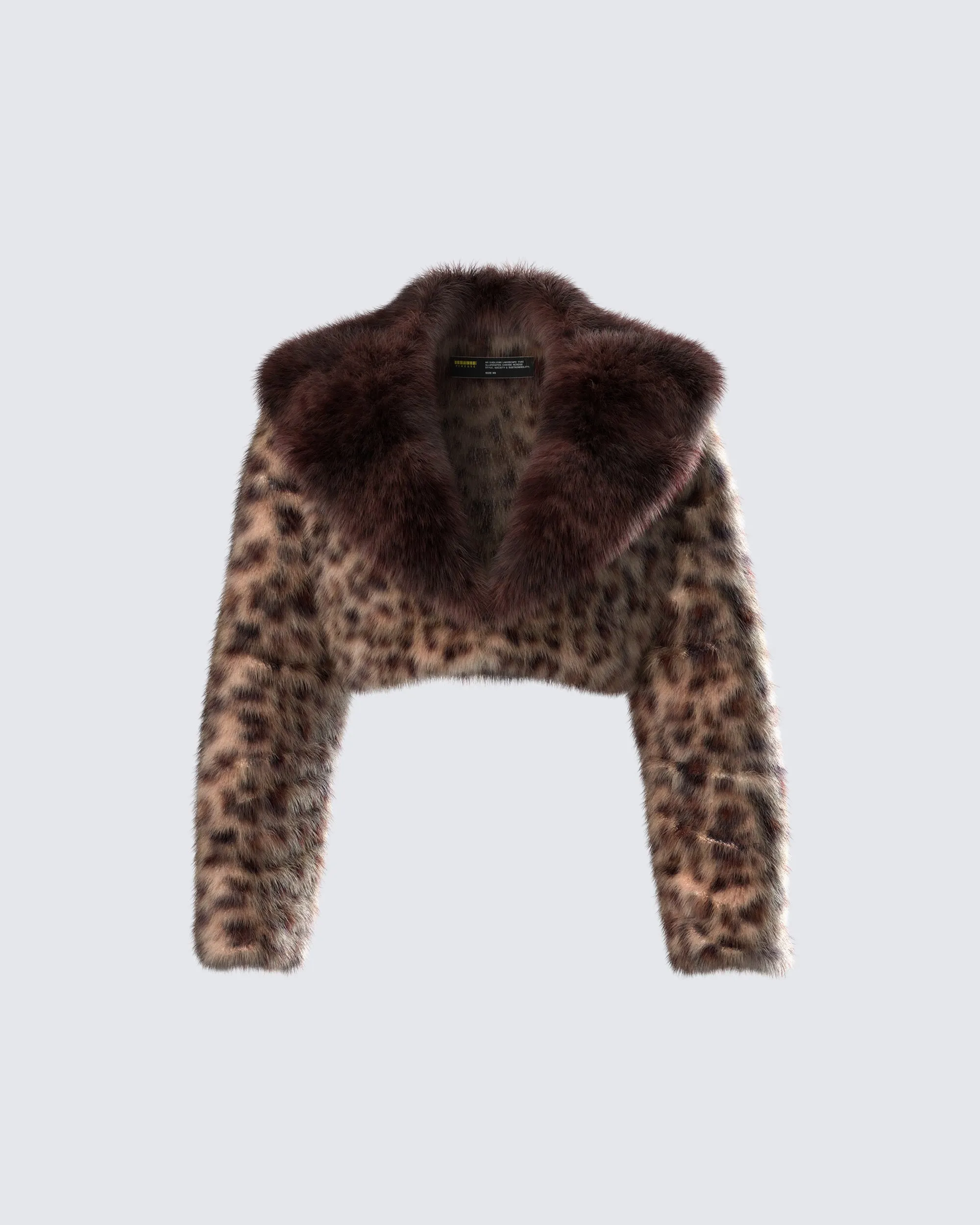 Kenza Brown Faux Leopard Fur Jacket