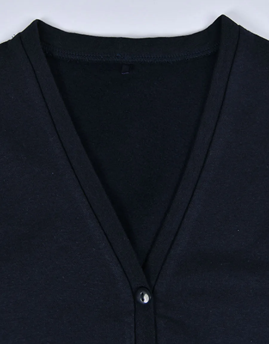 Kid's Fleece Cardigan, Navy