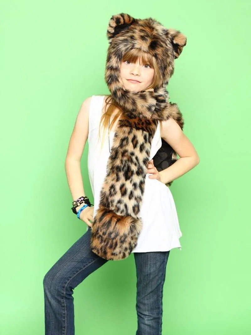 Kids Leopard Faux Fur SpiritHood