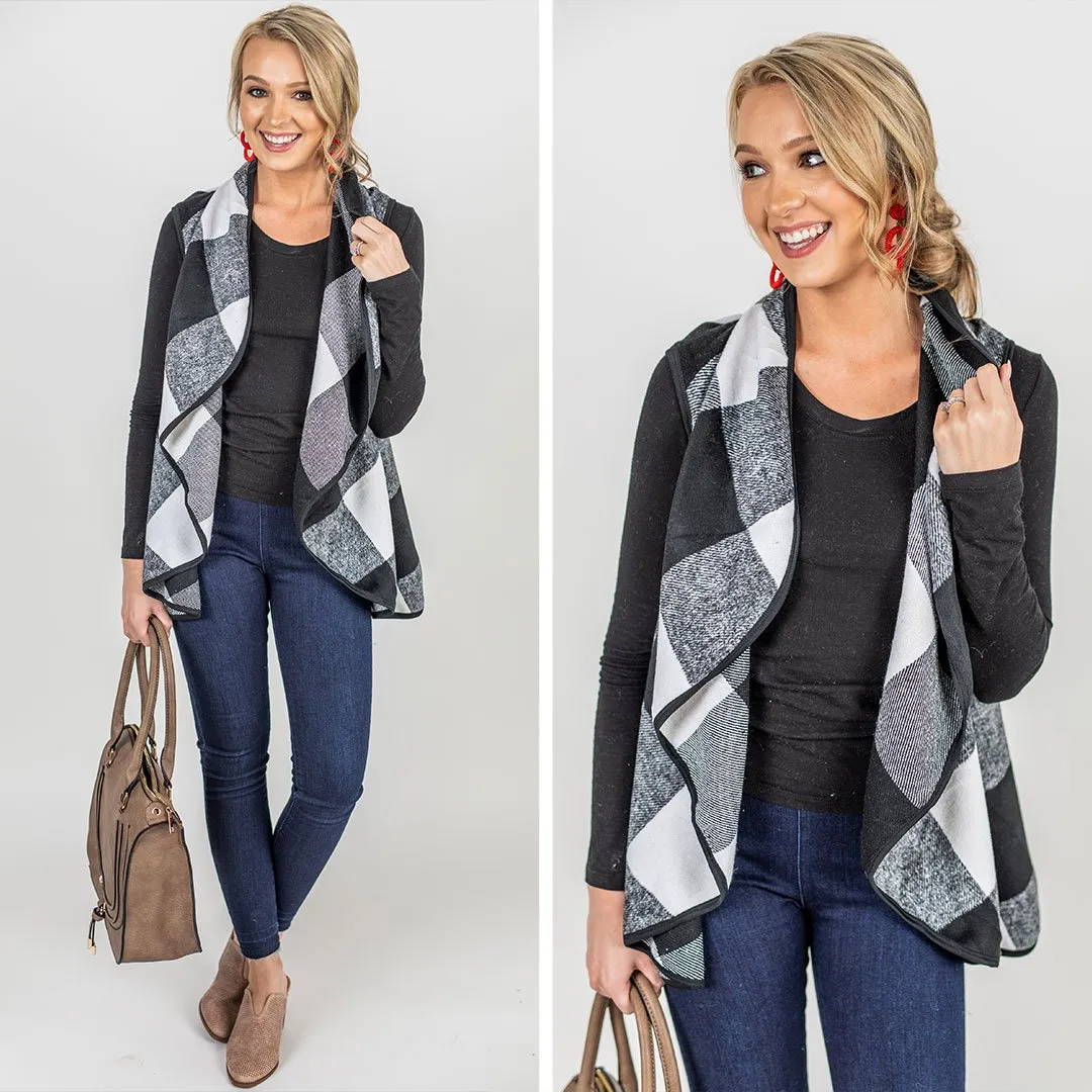 Know You Well Black And White Plaid Vest