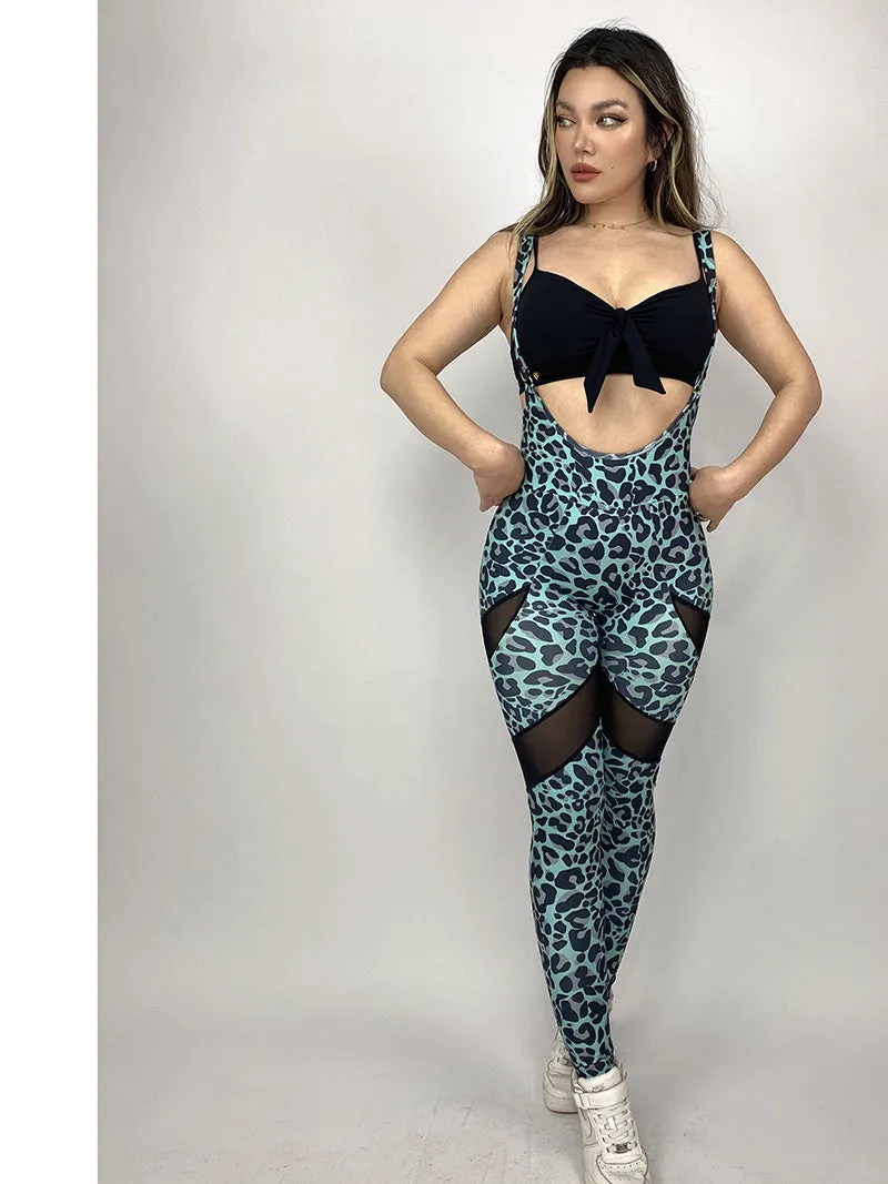 La Fitwear Suspension Legging Leo Mesh Blue Leopard