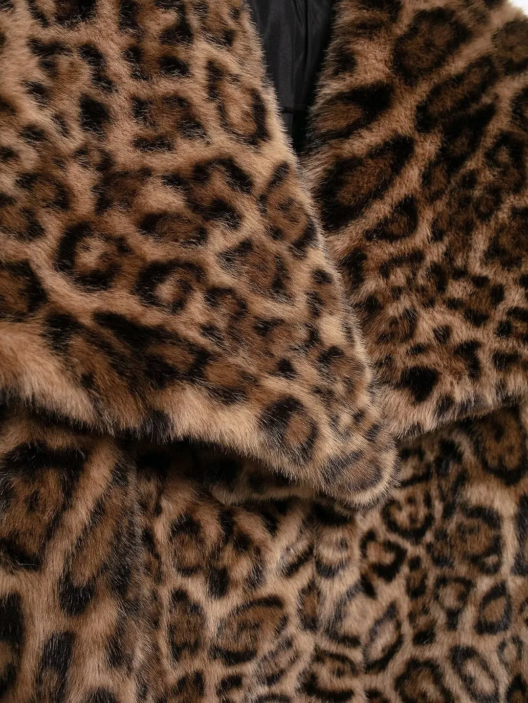 Leona Leopard Print Faux Fur Jacket