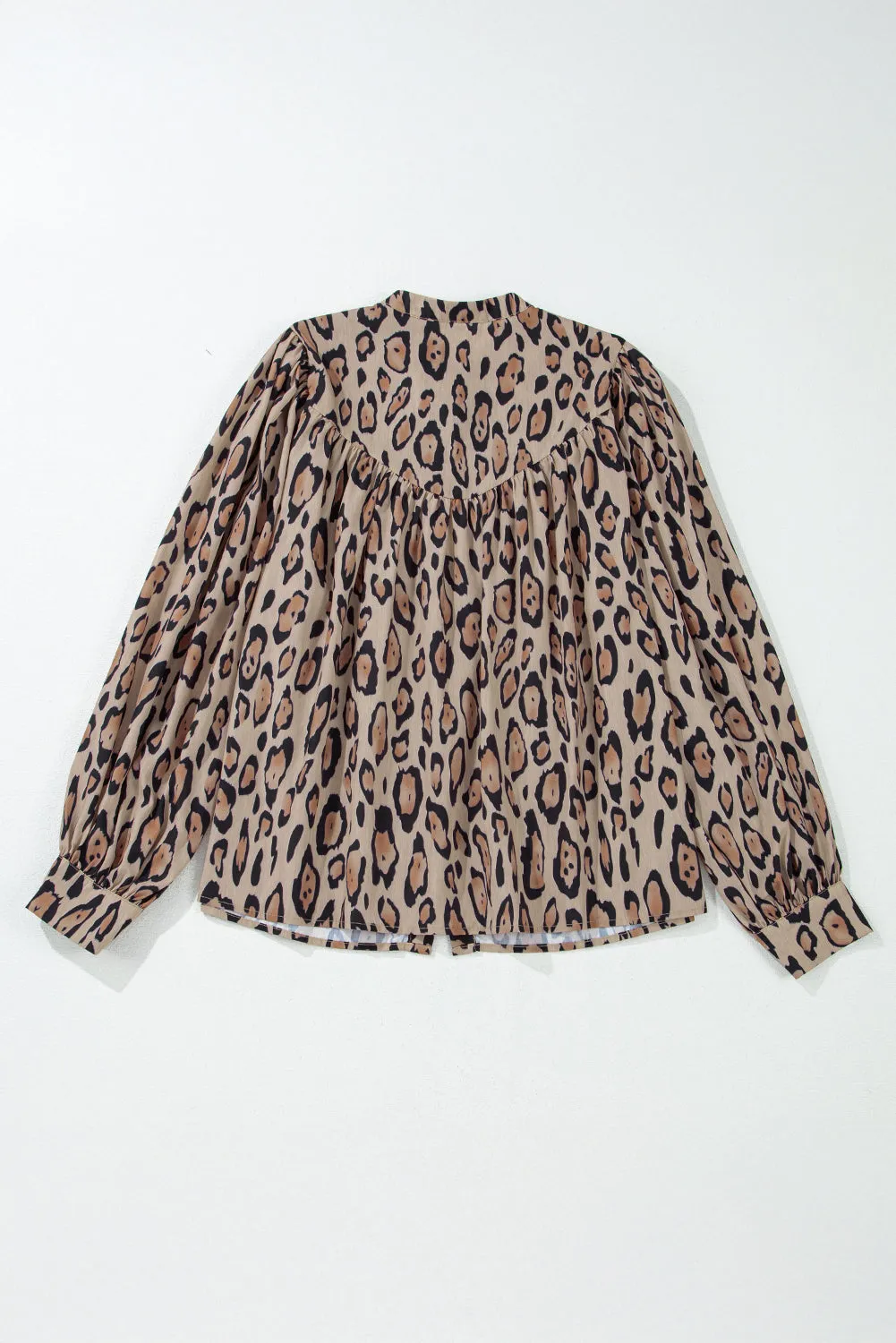 Leopard Balloon Sleeve Buttoned Shirt